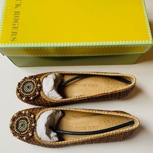Jack Rogers, Tan Sommerset Woven with Ornament Flats, 8M